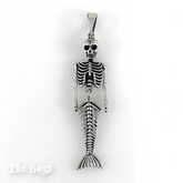 Plain & Oxidized Skeleton Mermaid Pendant Mexican Sterling Silver